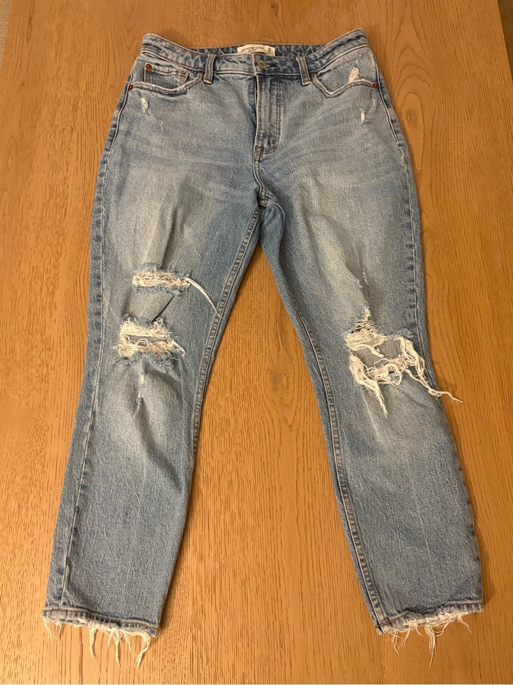 Abercrombie & Fitch Curve Love High Rise Skinny Jeans Distressed Raw Hem 29